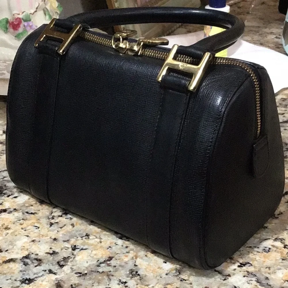 MCM Boston Black Leather Handbag